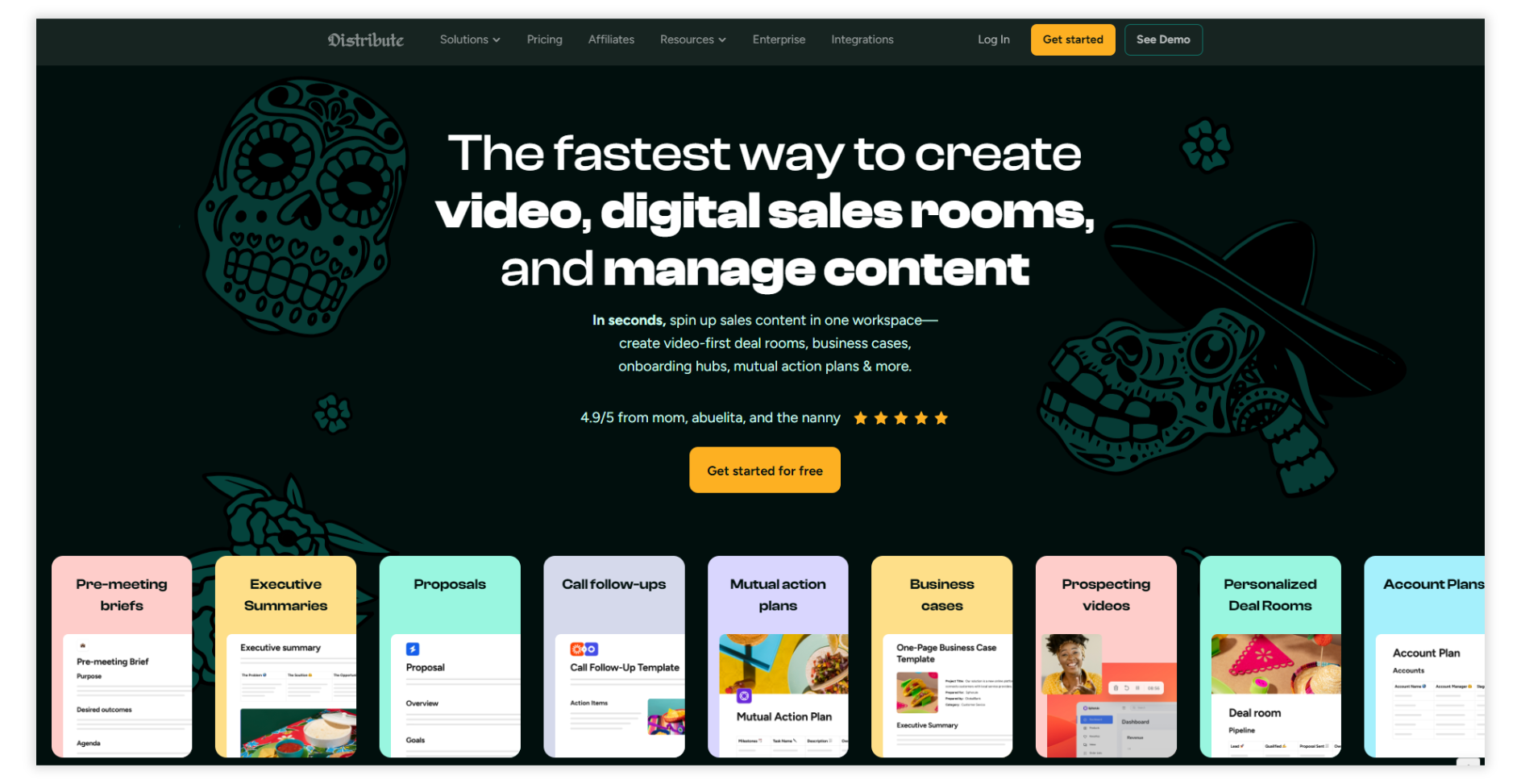Distribute digital sales room platform interface
